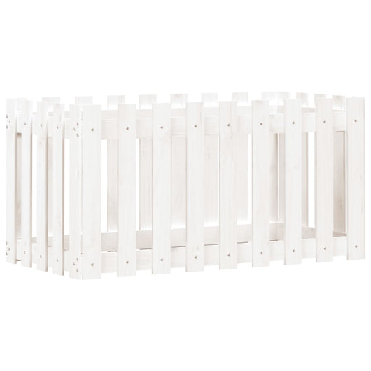 Fioriera Giardino a Recinzione Bianca 100x50x50cm Massello Pinocod mxl 131600
