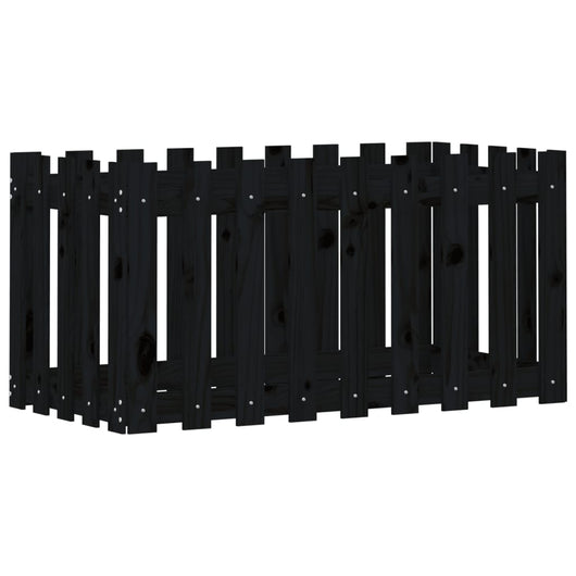 Vassoio per fioriera aiuola rialzata piante fiori terrazza giardino recinzione giardino design 100 x 50 x 50 cm pino massiccio nero 02_0039789