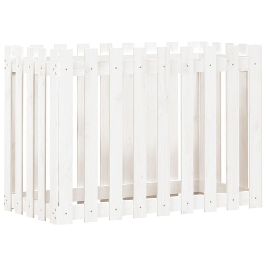 Fioriera Giardino a Recinzione Bianca 100x50x70cm Massello Pinocod mxl 107621