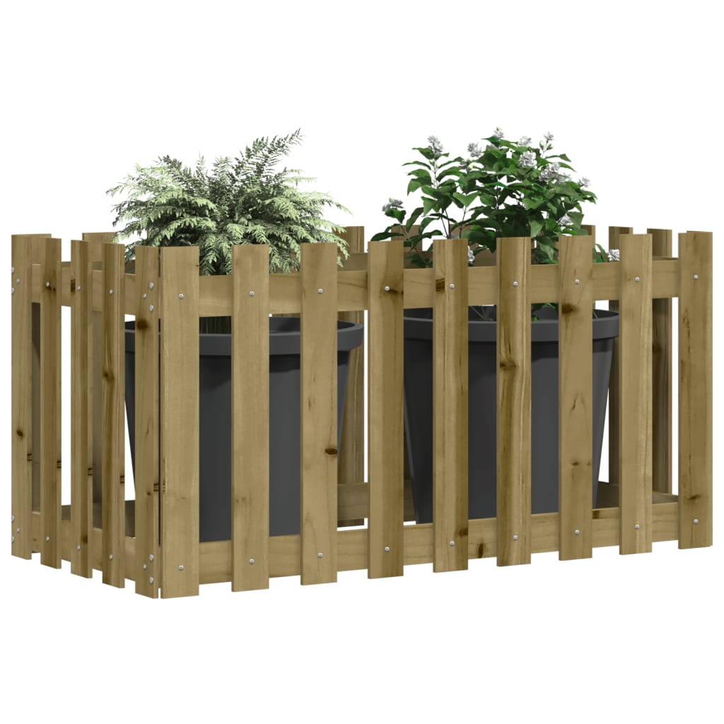 Fioriera da Giardino-Vaso da Esterno-Contenitore per Piante Recinzione 100x50x70 cm in Pino Impregnato