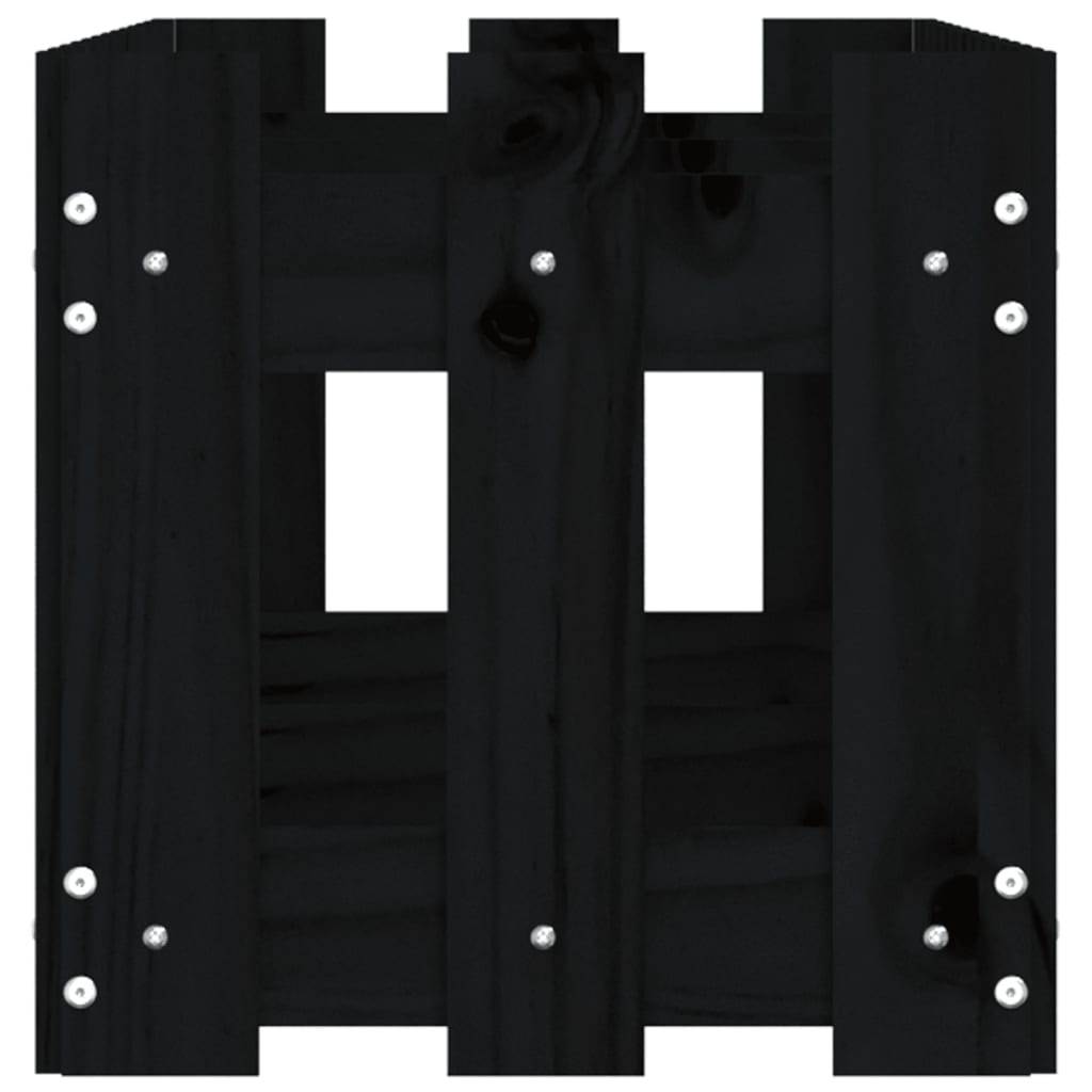 Fioriera Giardino a Recinzione Nera 150x30x30cm Massello Pino 832489