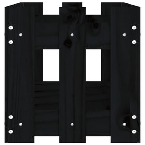 Fioriera Giardino a Recinzione Nera 150x30x30cm Massello Pino 832489