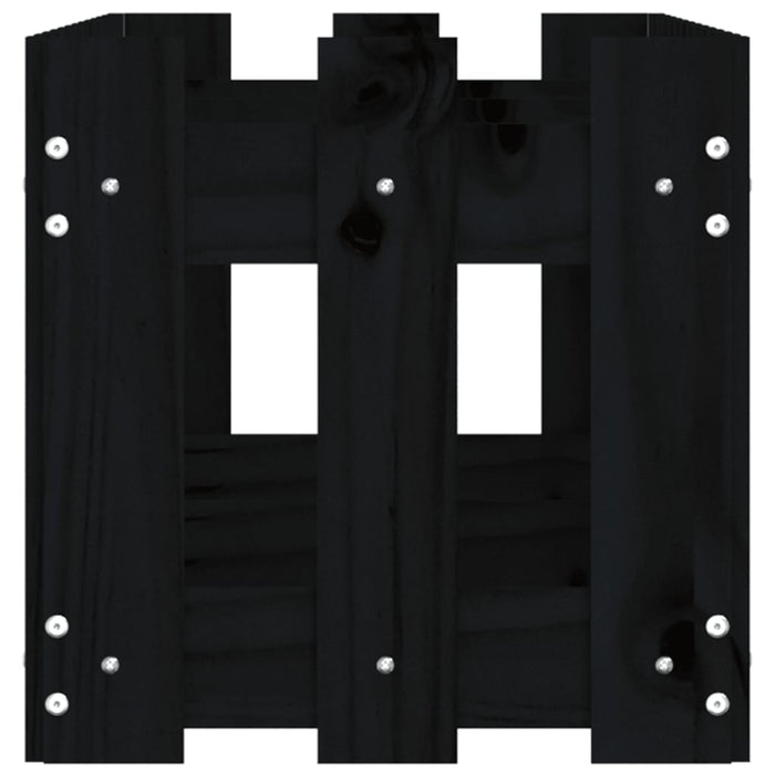 Fioriera Giardino a Recinzione Nera 150x30x30cm Massello Pino 832489