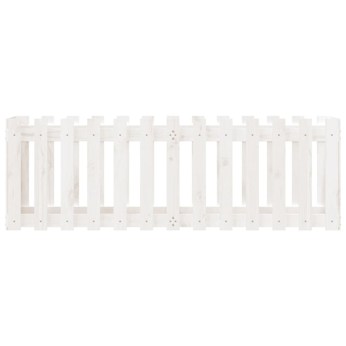 Fioriera Giardino a Recinzione-Vaso con Ringhiera-Contenitore per Piante Bianca 150x50x50cm Massello Pino