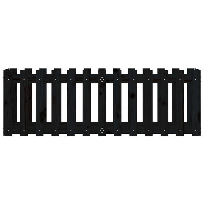 Fioriera Giardino a Recinzione Nera 150x50x50cm Massello Pino 832494