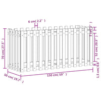 Vassoio per fioriera aiuola rialzata piante fiori terrazza giardino recinzione giardino design 150 x 50 x 70 cm pino massiccio bianco 02_0039801