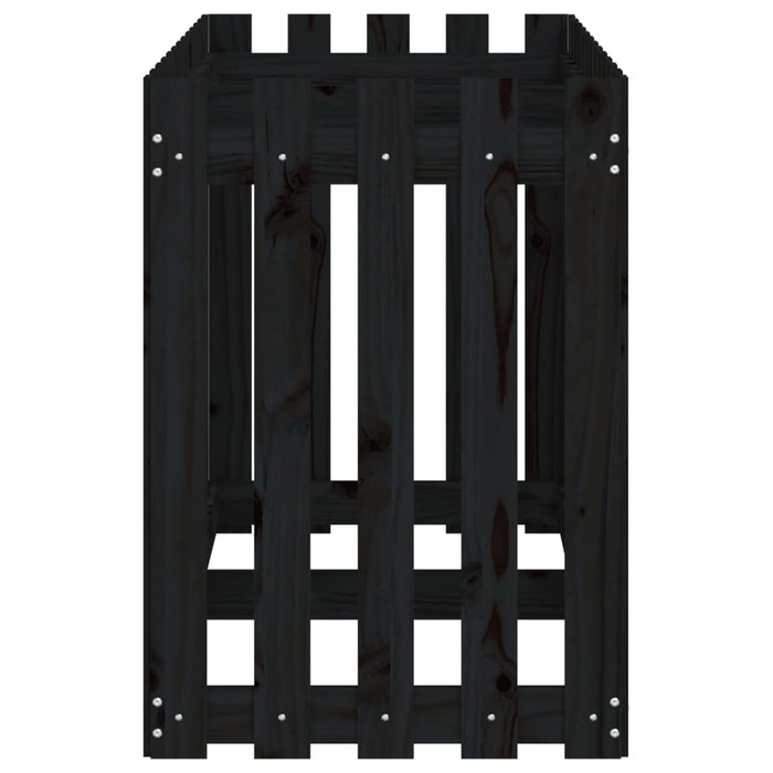 Fioriera Giardino a Recinzione Nera 150x50x70cm Massello Pino 832499