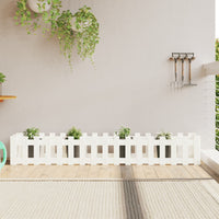 Fioriera Giardino a Recinzione Bianca 200x30x30cm Massello Pinocod mxl 131609