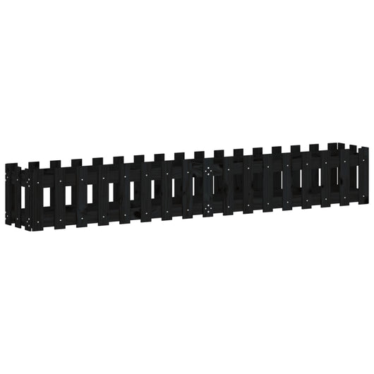 Fioriera Giardino a Recinzione Nera 200x30x30cm Massello Pinocod mxl 107625
