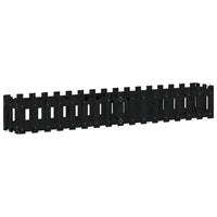 Fioriera Giardino a Recinzione Nera 200x30x30cm Massello Pino 832504