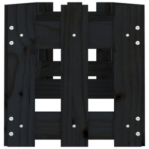 Fioriera Giardino a Recinzione Nera 200x30x30cm Massello Pino 832504