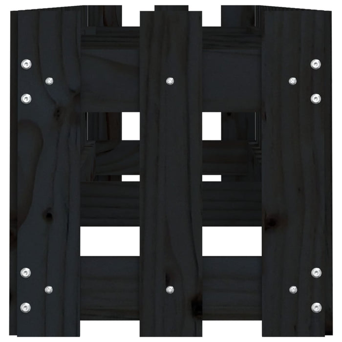 Fioriera Giardino a Recinzione Nera 200x30x30cm Massello Pino 832504