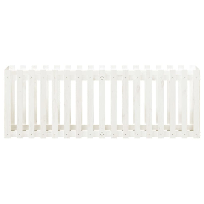 Fioriera Giardino a Recinzione-Vaso con Ringhiera-Contenitore per Piante Bianca 200x50x70cm Massello Pino