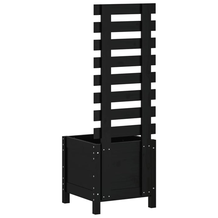 Fioriera Giardino con Rastrelliera Nera 39x39,5x114cm Pino 832519