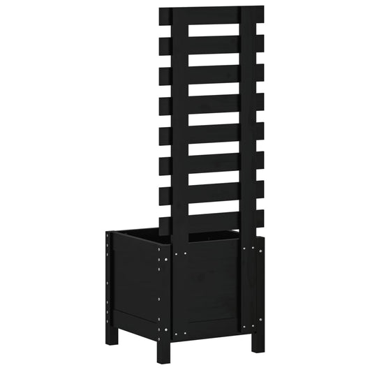 Vassoio per fioriera aiuola rialzata piante fiori terrazza giardino con supporto 39 x 39,5 x 114 cm legno di pino massiccio nero 02_0038215