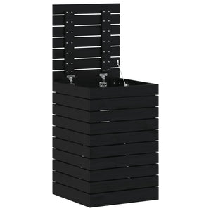 Cesto per Bucato Nero 44x44x66 cm Legno Massello Pino 833330