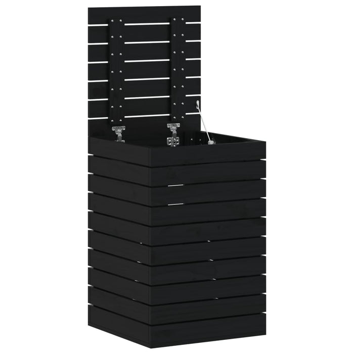 Cesto per Bucato Nero 44x44x66 cm Legno Massello Pino 833330