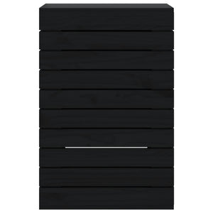 Cesto per Bucato Nero 44x44x66 cm Legno Massello Pino 833330