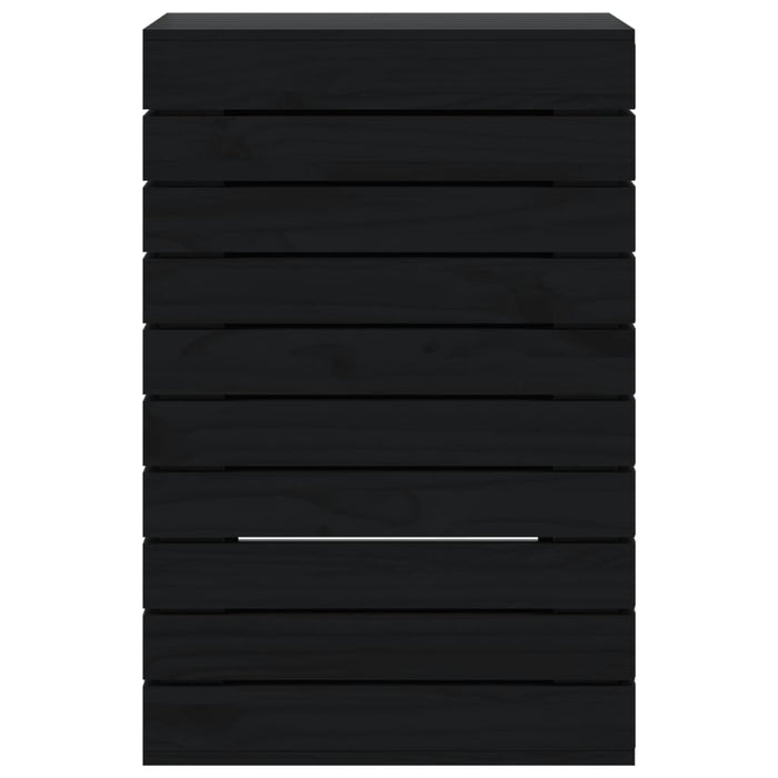 Cesto per Bucato Nero 44x44x66 cm Legno Massello Pino 833330