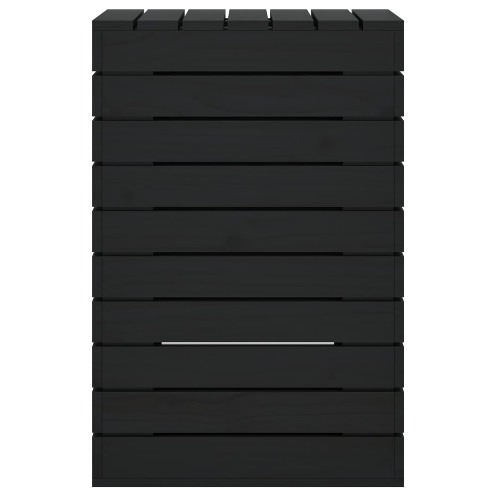 Cesto per Bucato Nero 44x44x66 cm Legno Massello Pino 833330