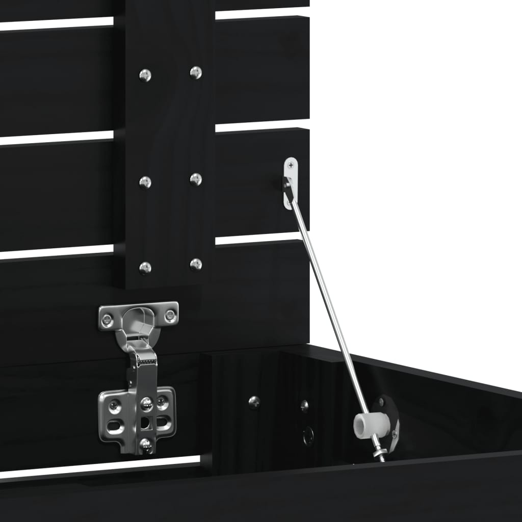 Cesto per Bucato Nero 44x44x66 cm Legno Massello Pino 833330