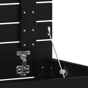 Cesto per Bucato Nero 44x44x66 cm Legno Massello Pino 833330