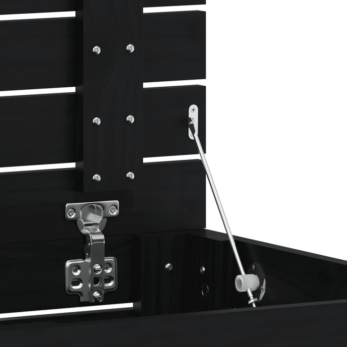 Cesto per Bucato Nero 44x44x66 cm Legno Massello Pino 833330