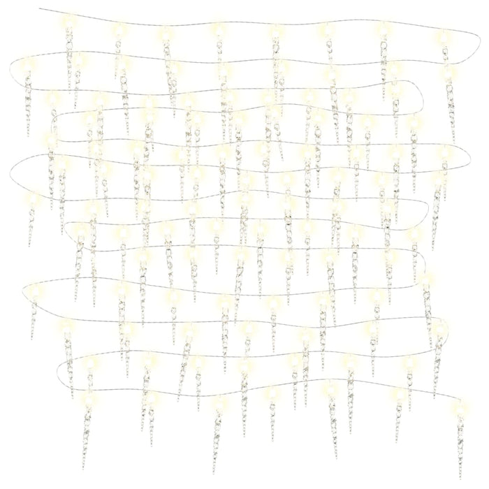 Luci di Natale a forma di ghiacciolo 100 LED Bianco Caldo 10 m Acrilico PVC 356227