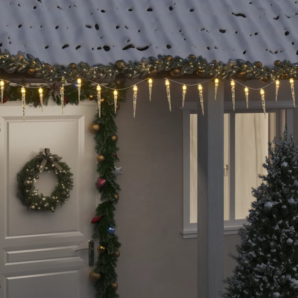Luci di Natale a forma di ghiacciolo 100 LED Bianco Caldo 10 m Acrilico PVC 356227