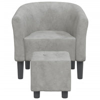 Poltrona Cabriolet con Poggiapiedi Grigio Chiaro in Velluto 356449