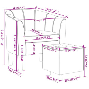 vidaXL Poltrona a Pozzetto con Poggiapiedi Rossa in Similpelle