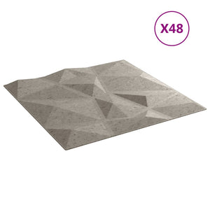 Pannelli Murali 48 pz Grigio Cemento 50x50cm XPS 12 m² Diamante