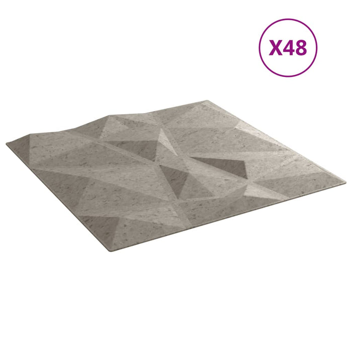 Pannelli Murali 48 pz Grigio Cemento 50x50cm XPS 12 m² Diamante