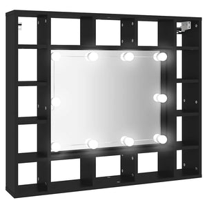 Armadietto a Specchio con LED-Mobile con specchio Nero 91x15x76,5 cm