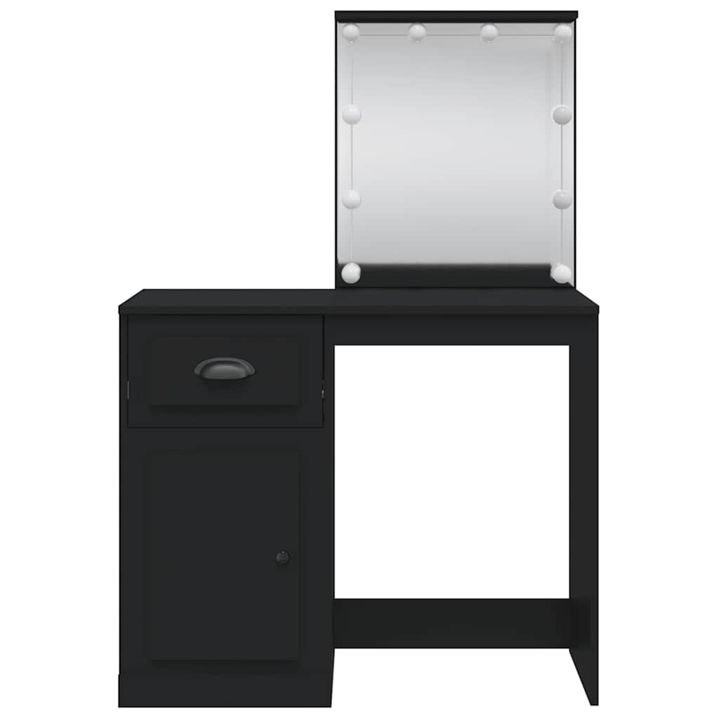 Toeletta con Luci LED Nera 90x42x132,5 cm 834971