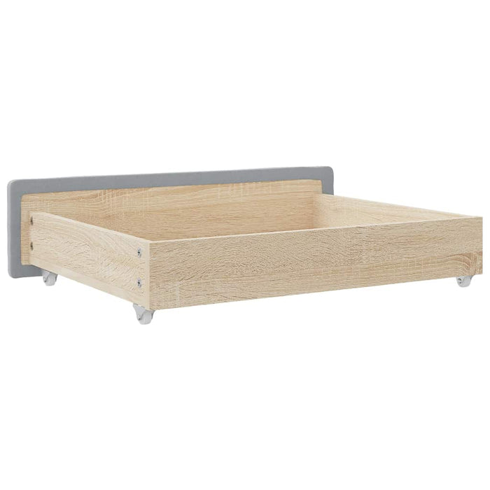 Cassetti da Letto 2pz Grigio Chiaro Legno Multistrato e Tessuto