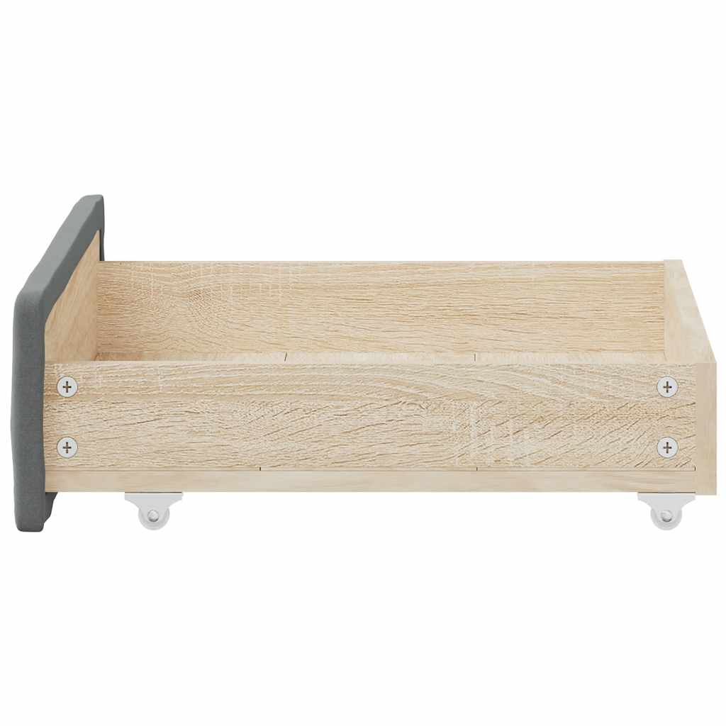 Cassetti da Letto 2pz Grigio Scuro Legno Multistrato e Tessuto 833911