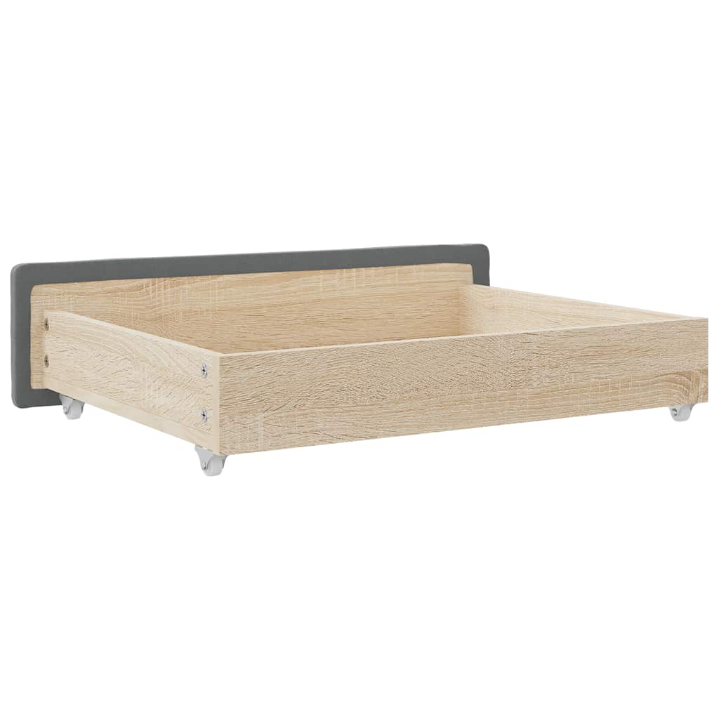Cassetti da Letto 2pz Grigio Scuro Legno Multistrato e Tessuto 833911