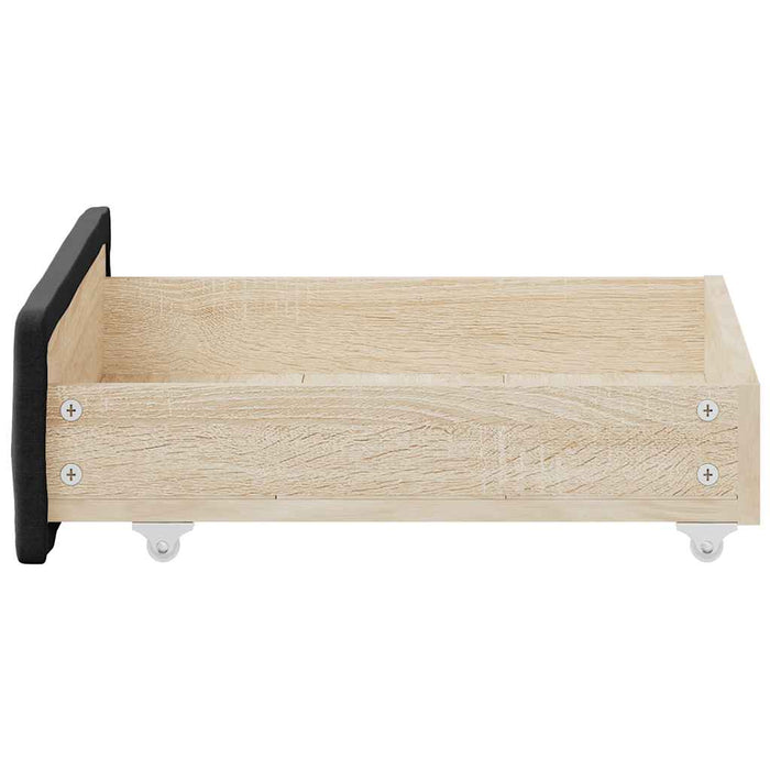 Cassetti da Letto 2pz Neri in Legno Multistrato e Tessuto 833912