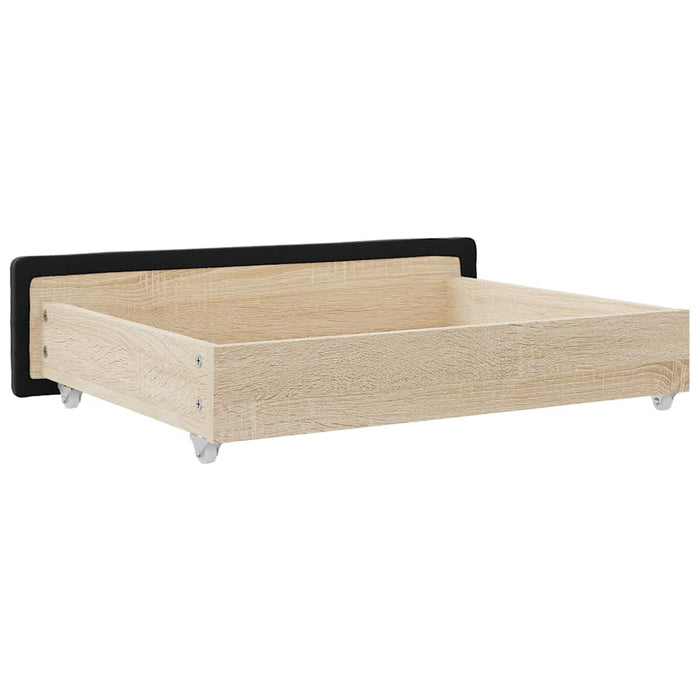 Cassetti da Letto 2pz Neri in Legno Multistrato e Tessuto 833912