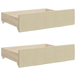 Cassetti da Letto 2pz Crema in Legno Multistrato e Tessuto 833914