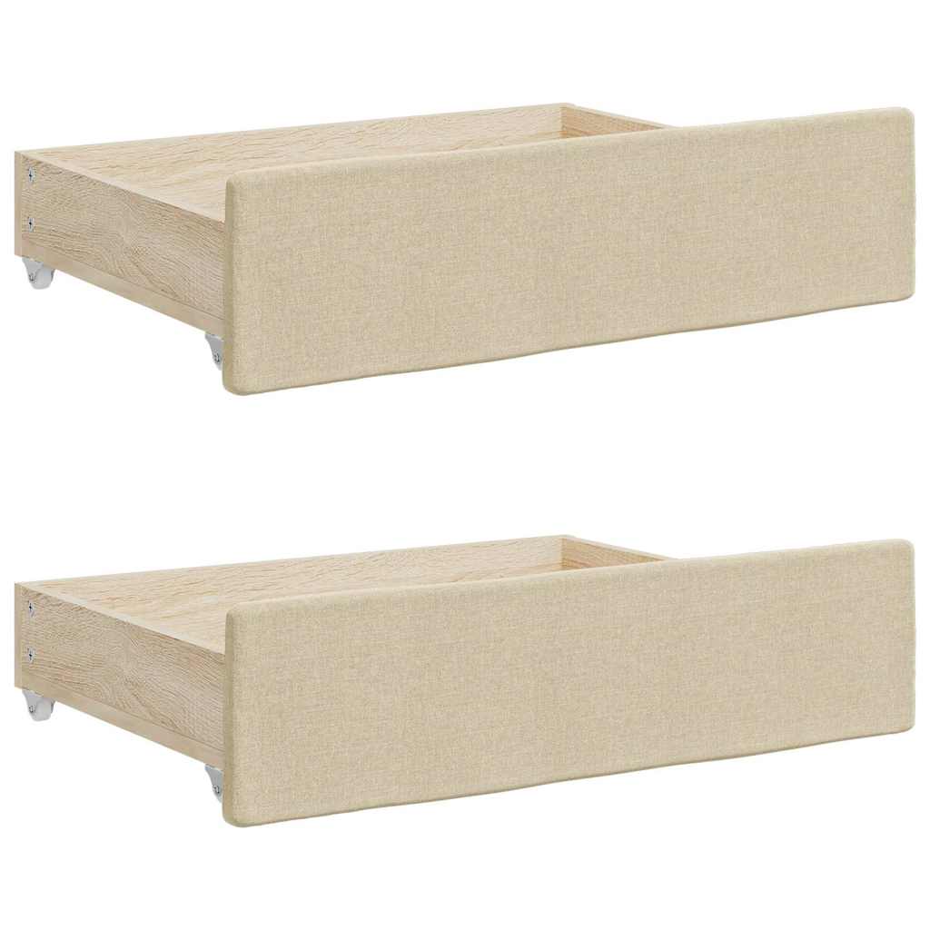Cassetti da Letto 2pz Crema in Legno Multistrato e Tessutocod mxl 102725