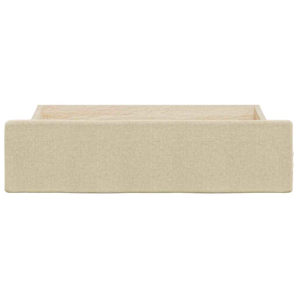 Cassetti da Letto 2pz Crema in Legno Multistrato e Tessuto 833914