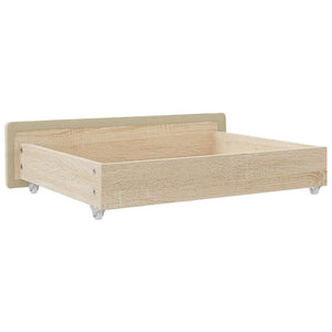 Cassetti da Letto 2pz Crema in Legno Multistrato e Tessuto 833914