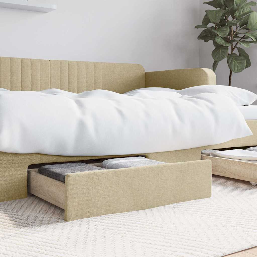 Cassetti da Letto 2pz Crema in Legno Multistrato e Tessutocod mxl 102725