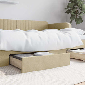 Cassetti da Letto 2pz Crema in Legno Multistrato e Tessutocod mxl 102725