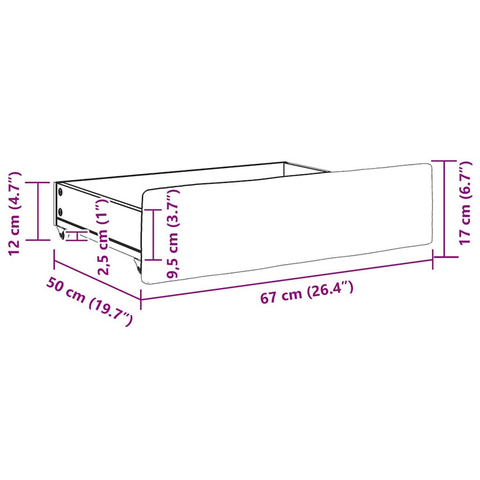Cassetti da Letto 2pz Grigio Chiaro Legno Multistrato e Velluto 833916