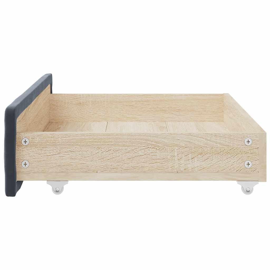 Cassetti da Letto 2pz Grigio Scuro Legno Multistrato e Velluto 833917