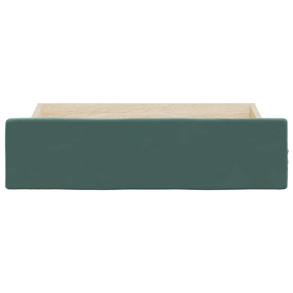 Cassetti da Letto 2pz Verde Scuro Legno Multistrato e Velluto 833918