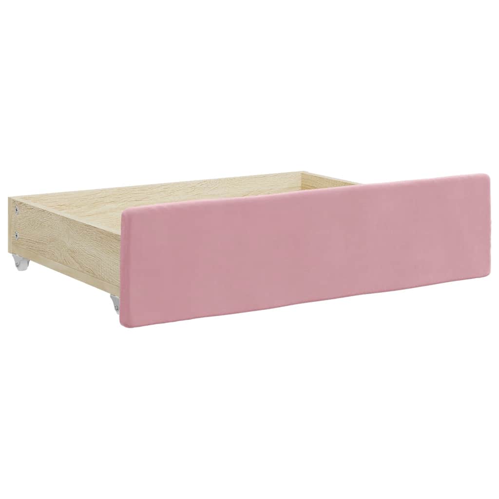 Cassetti da Letto 2pz Rosa in Legno Multistrato e Velluto 833919